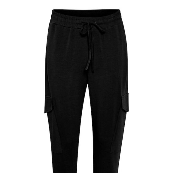 Kaffe Kasiggi Cargo Cuffed Black Pant Jersey Elasticized Waist Women's XXL - Picture 13 of 13